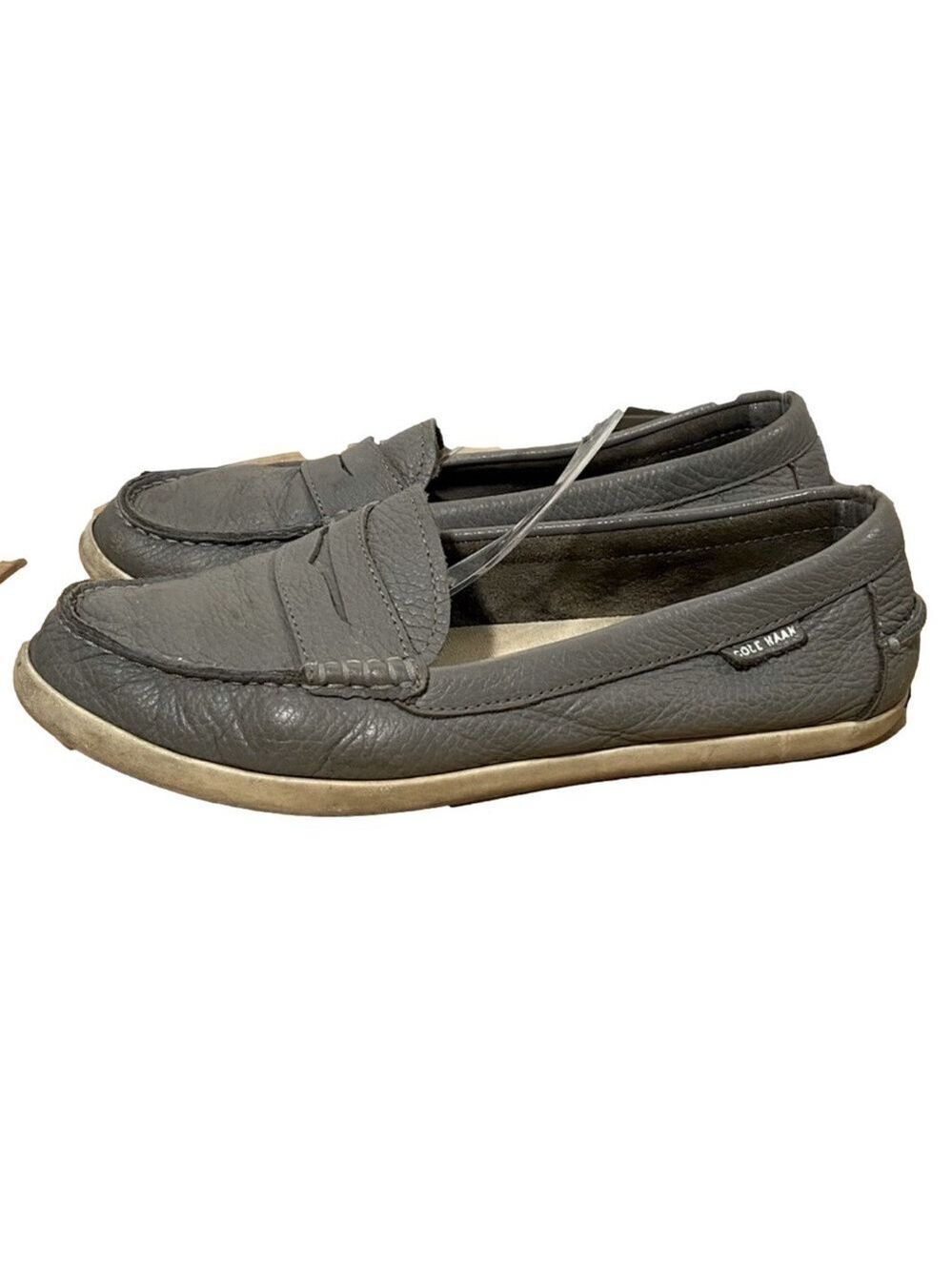 Cole Haan Women’s Penny Loafers Shoes Size 9.5B Gray Leather Rubber Sole